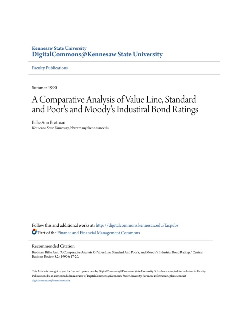 A Comparative Analysis of Value Line Standard and Poors and Moo PDF