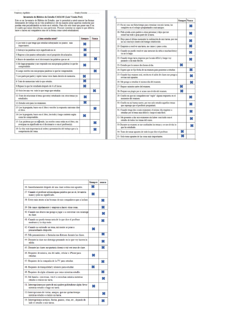 Evaluación de Hábitos de Estudio | PDF | Crecimiento personal y profesional