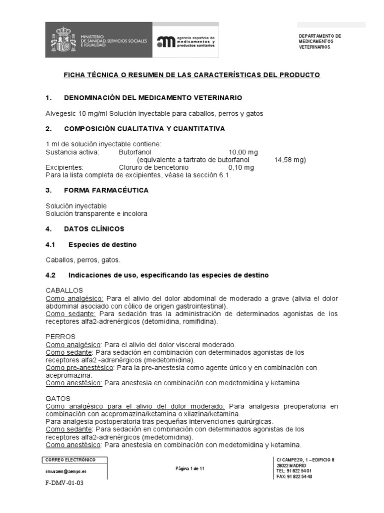 Uso de Alvegesic en Veterinaria | PDF | Opioide | Medicamentos con receta