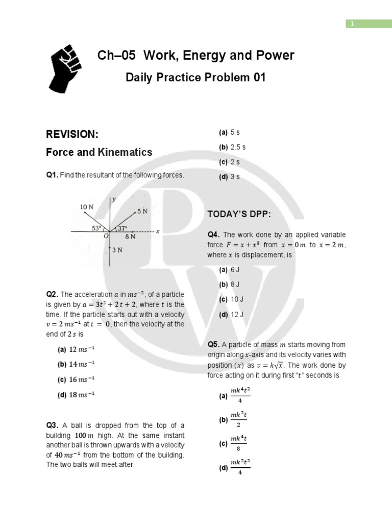 Work, Energy, and Power Practice Problems | PDF | Force | Applied And ...