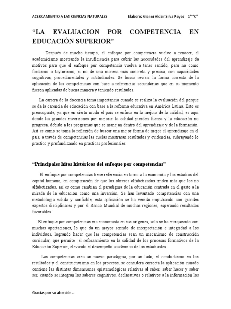 La Evolución Por Competencia en Educación Superior | PDF | Plan de ...
