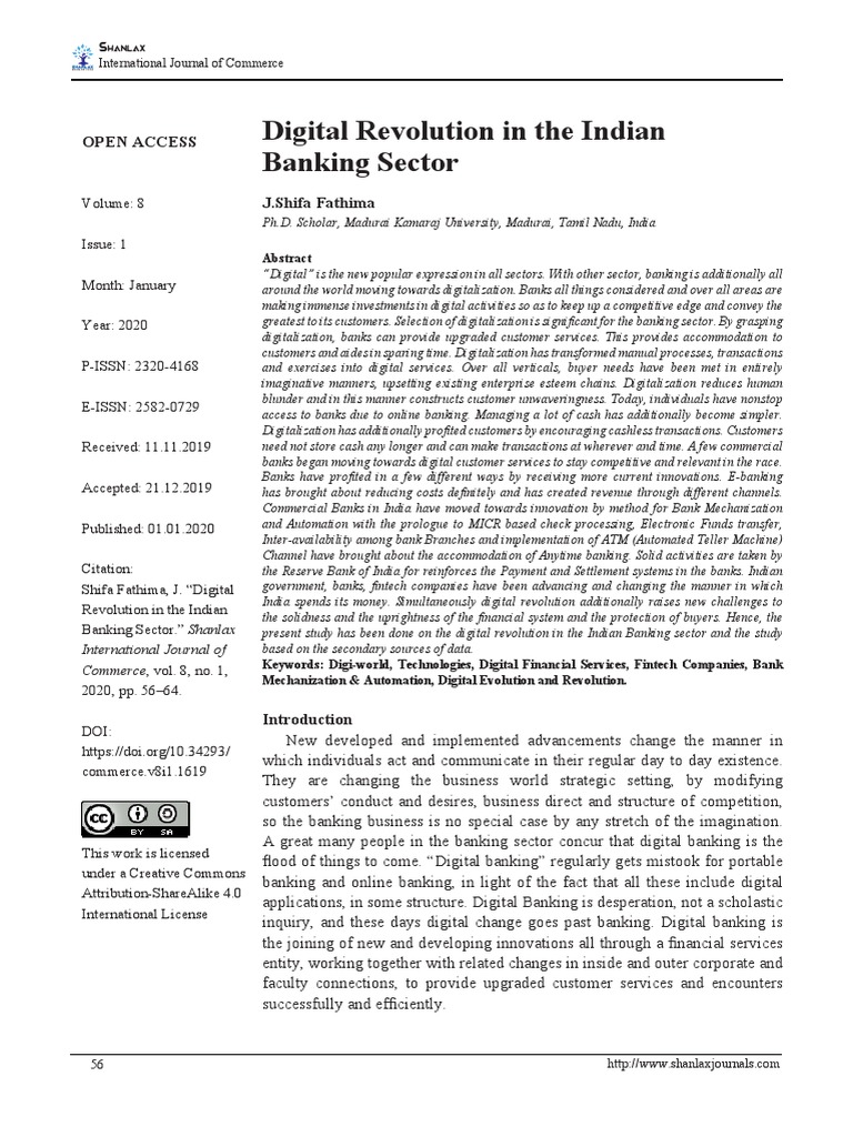 Digital Revolution in The Indian Banking Sector | PDF | Banks | Service ...