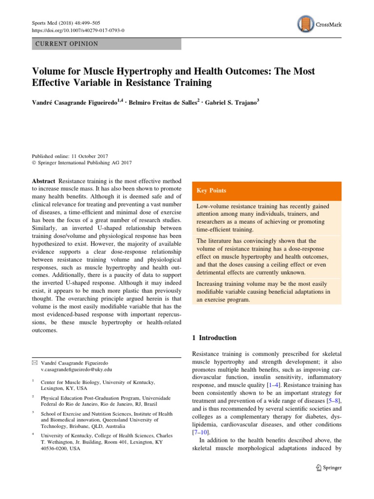 Volume For Muscle Hypertrophy and Health Outcomes The Most | PDF ...