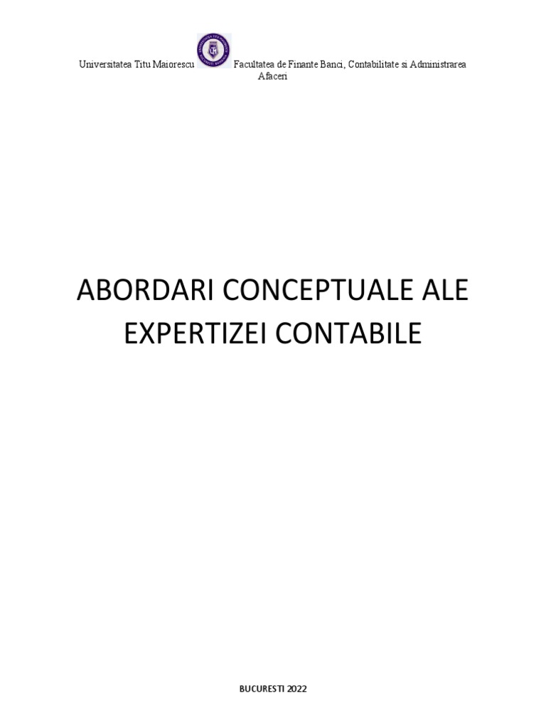 Abordari Conceptuale Ale Expertizei Contabile | PDF