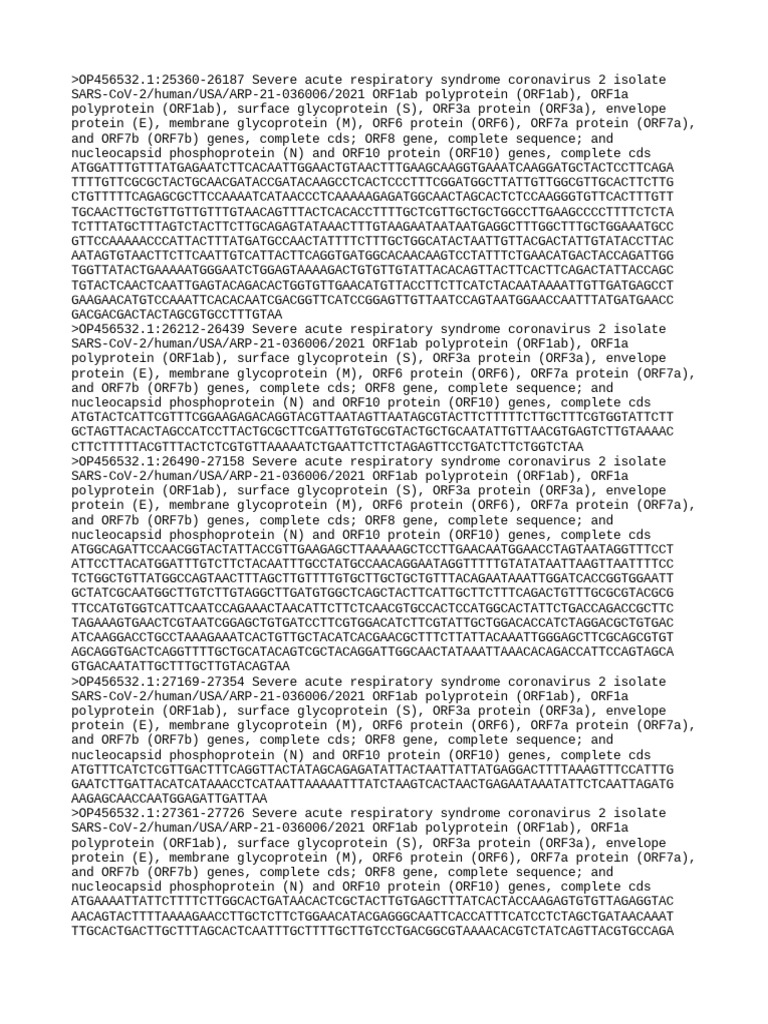SARS-CoV-2 Gene Sequences from USA | PDF | Cooking, Food & Wine | Wellness