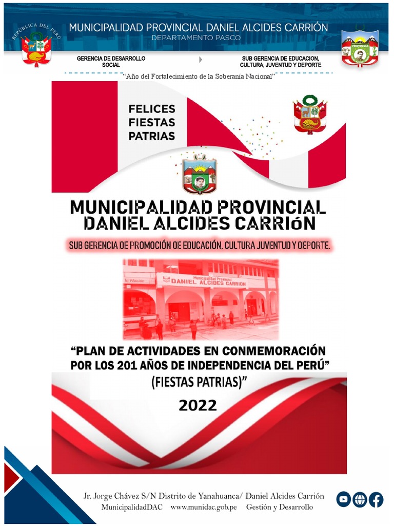 Plan de Trabajo Por Fiestas Patrias PDF Perú Deportes