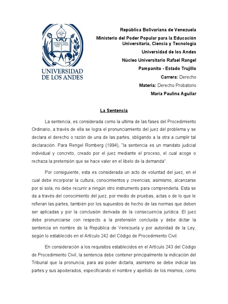 Requisitos y Función de la Sentencia Judicial | PDF | Sentencia (ley ...