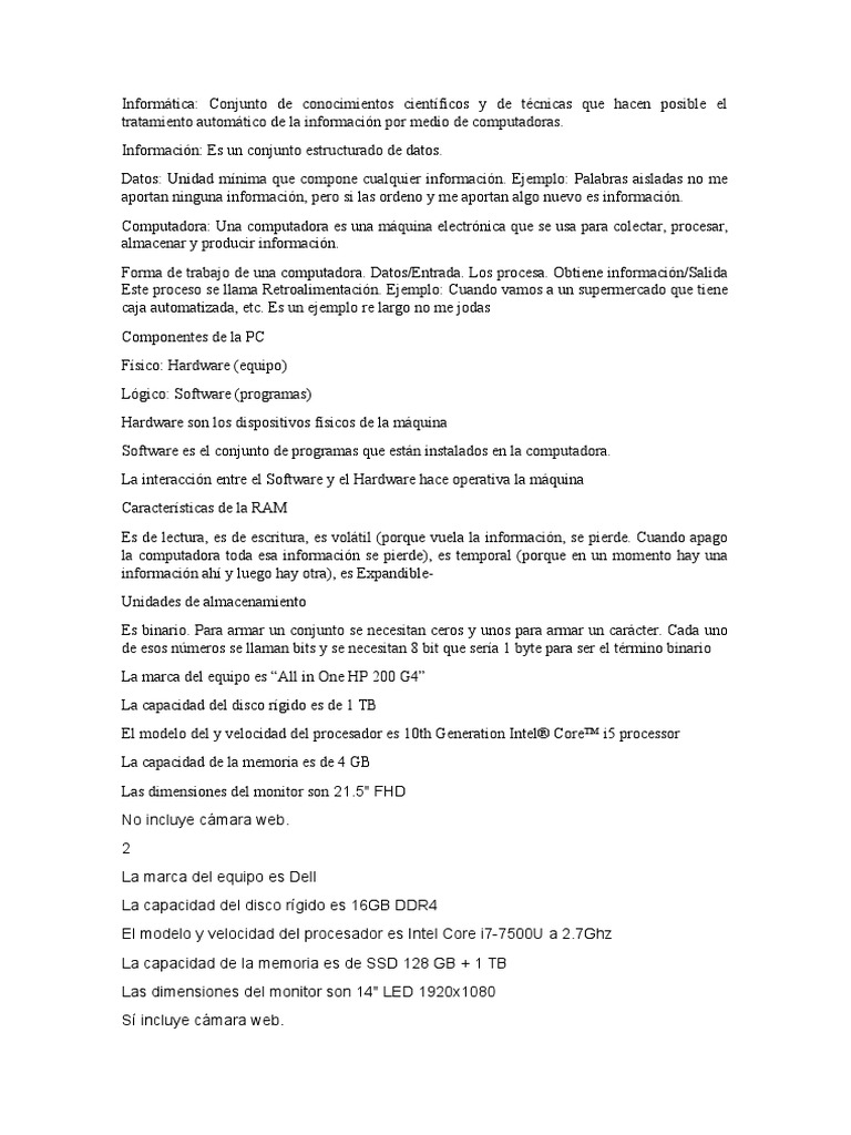 Introducción a la Informática y Componentes PC | PDF | Hardware de la ...