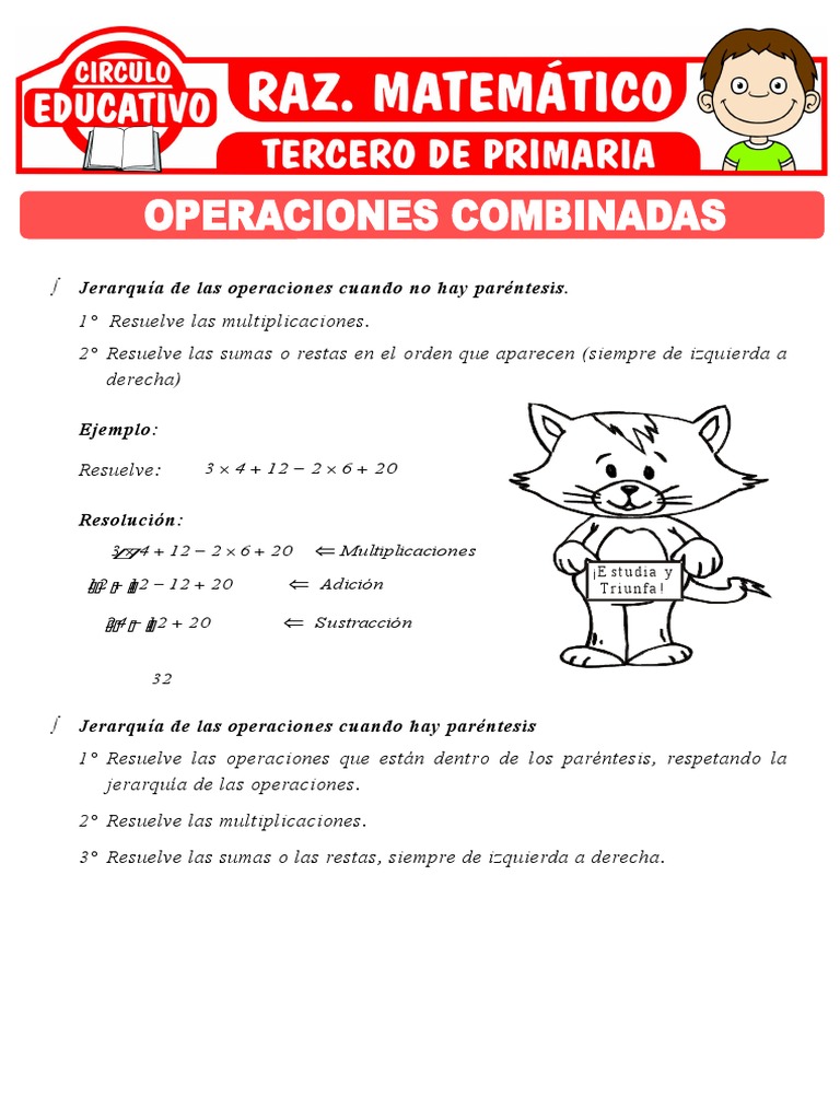 Problemas de Operaciones Combinadas para Tercero de Primaria | PDF