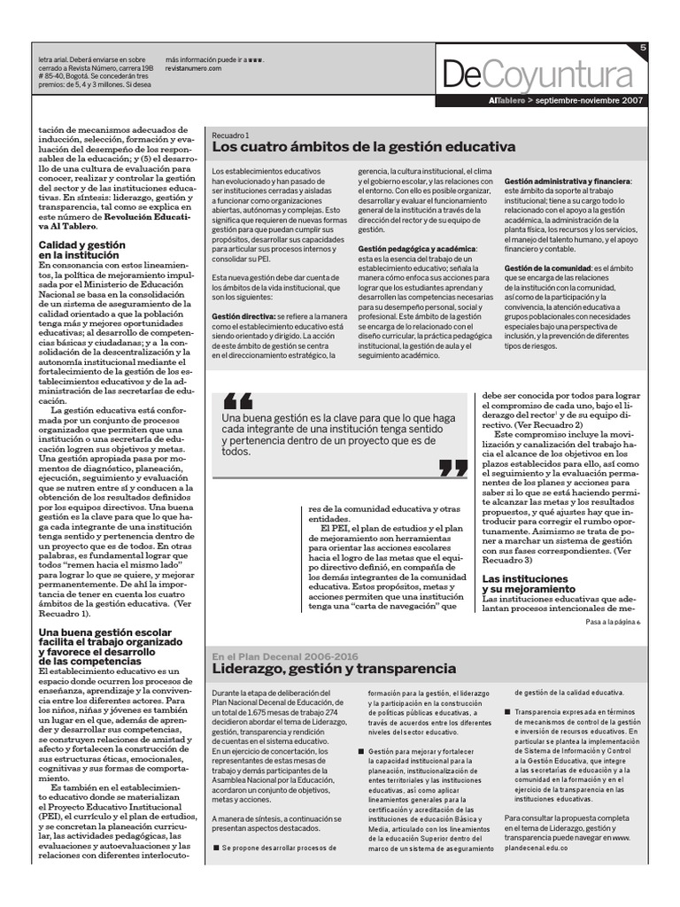 Gestión Educativa: Clave para la Calidad | PDF | Plan de estudios