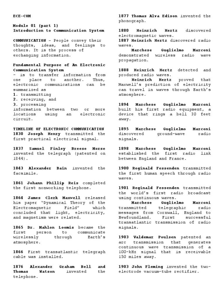 A Comprehensive History of Electronic Communication Systems From the Invention of the Telegraph