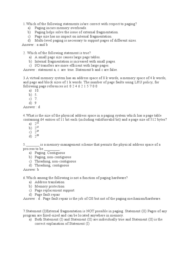 Os MCQ Unit 4 PDF Computer Hardware Software Engineering