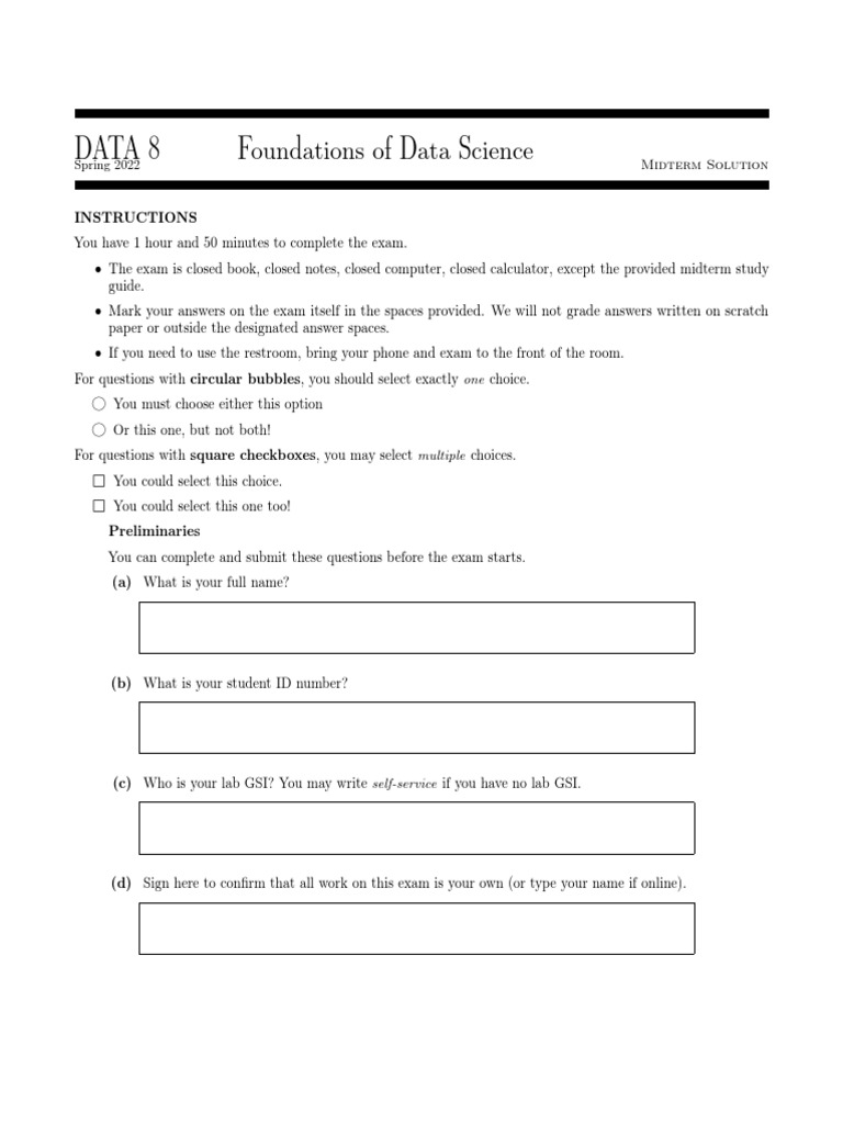 Midterm Solutions for Data Science 2022 | PDF | Hypothesis | Null ...