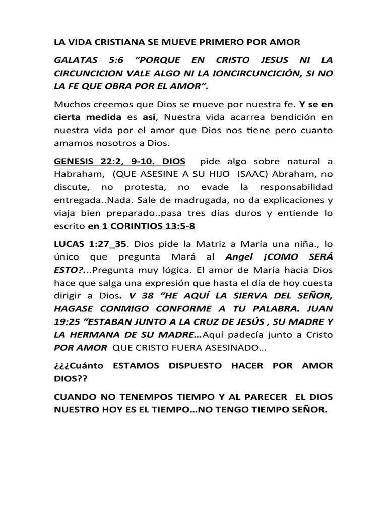 La Vida Cristiana Se Mueve Primero Por Amor | PDF