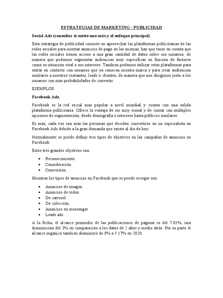 Estrategias de Publicidad en Redes Sociales | PDF