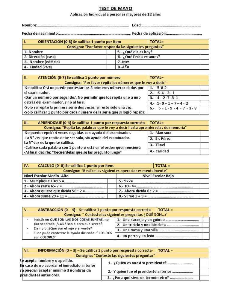 Test de Mayo PDF