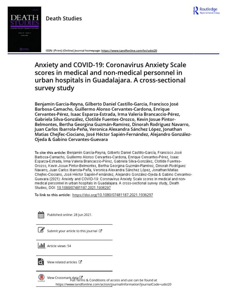 Anxiety and COVID-19 Coronavirus Anxiety Scale Scores in Medical and ...