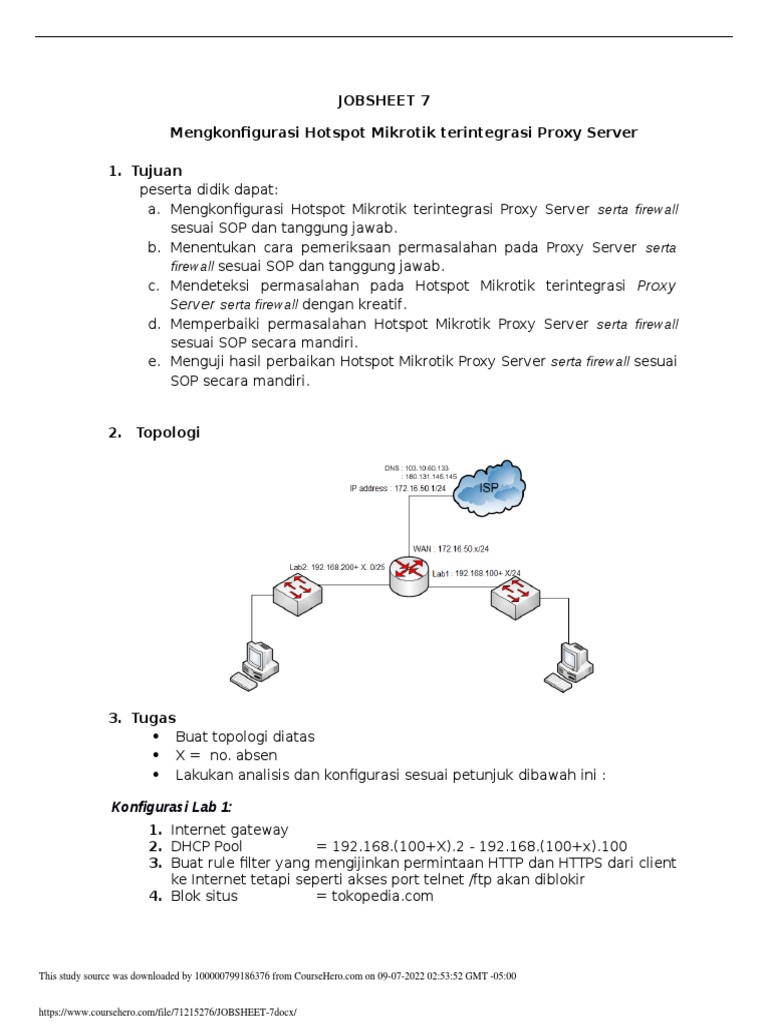Konfigurasi Hotspot Mikrotik Proxy Server | PDF