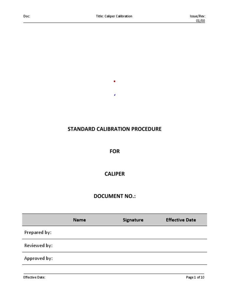Procedure For Caliper Calibration (Rev.1) PDF Calibration Metrology