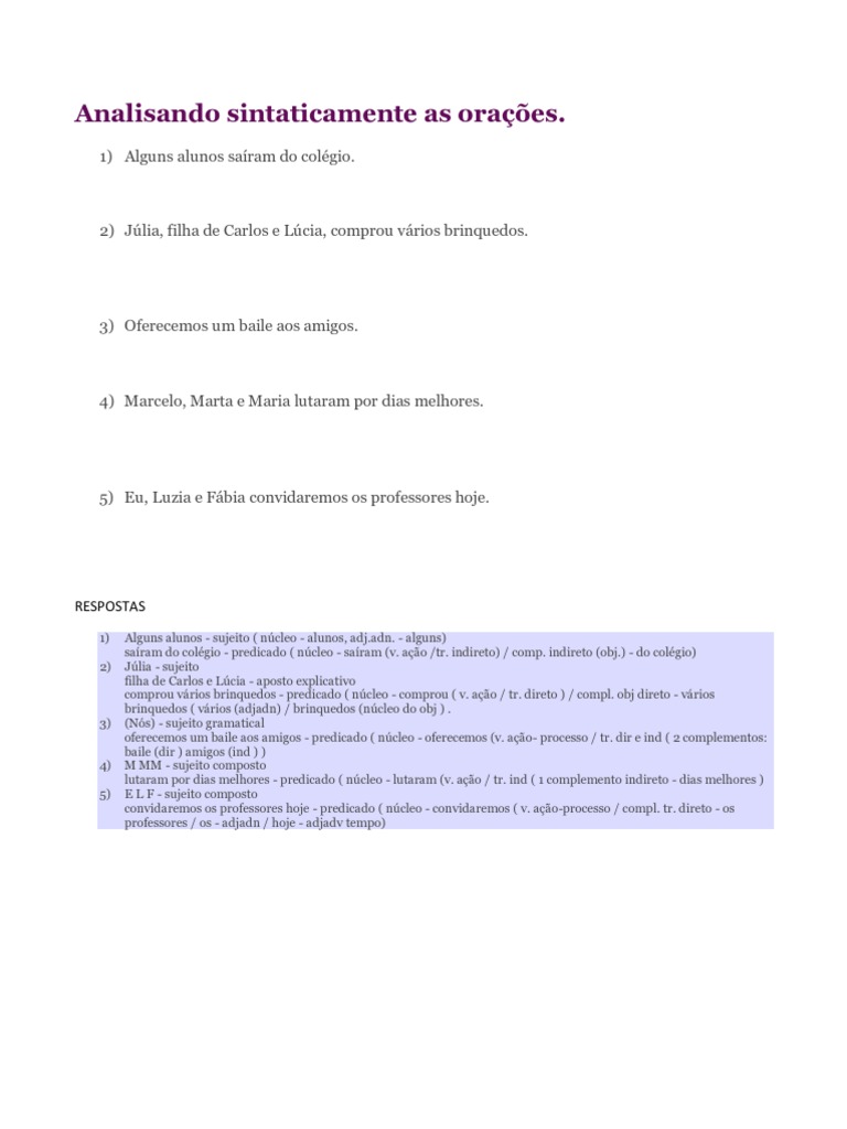 Analisando Sintaticamente As Orações | PDF