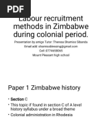 Labour Recruitment Methods in Zimbabwe During Colonial Period