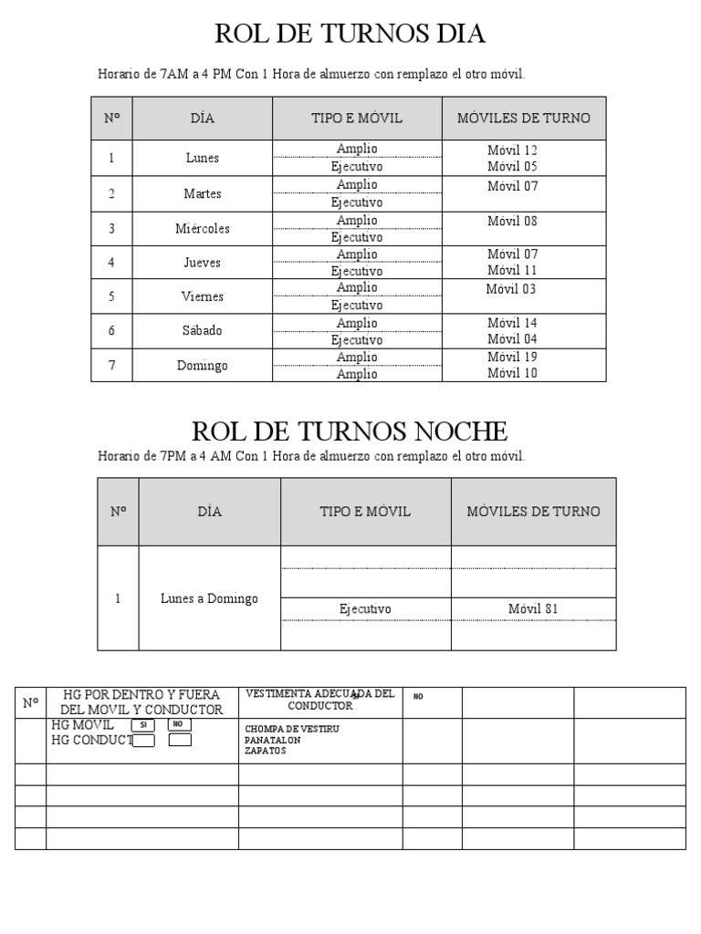 Rol de Turnos Dia PDF