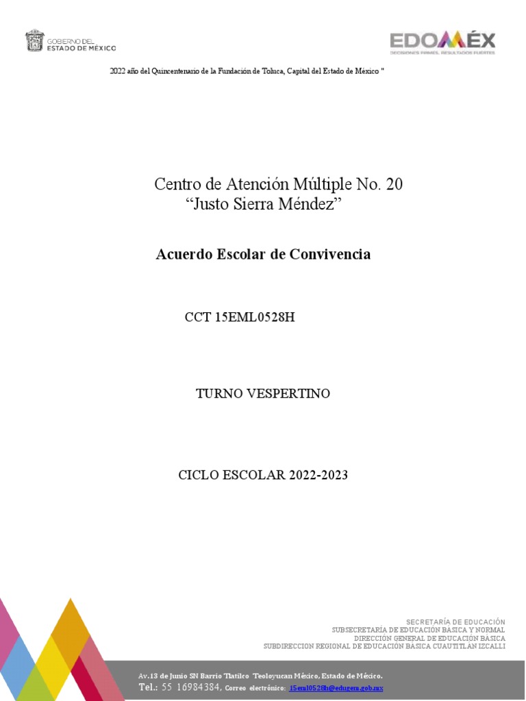Acuerdo Escolar de Convivencia 2022-2023 | PDF | Educación primaria ...