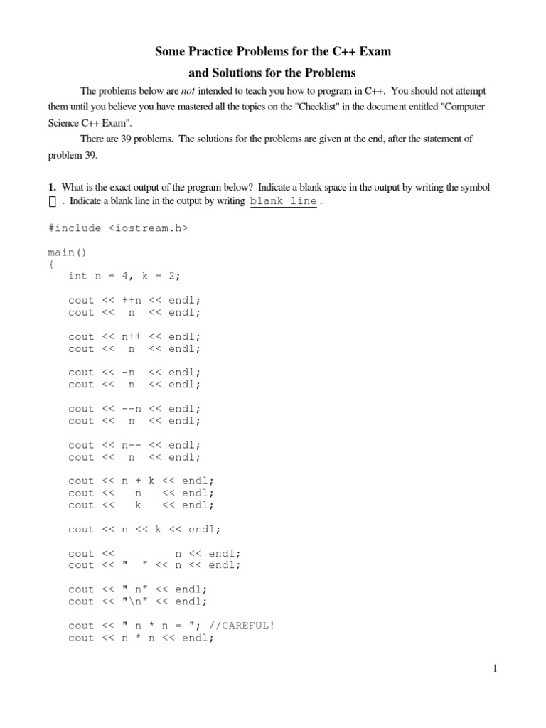 c101 Practice Exam | PDF | Parameter (Computer Programming) | Function ...