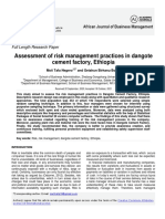 Assessment of Risk Management Practices in Dangote Cement Factory, Ethiopia