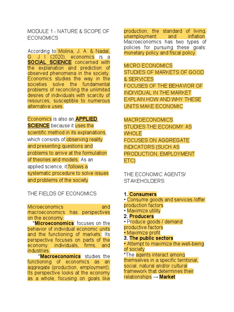 Eco Notes 1st Sem Pdf Economics Microeconomics