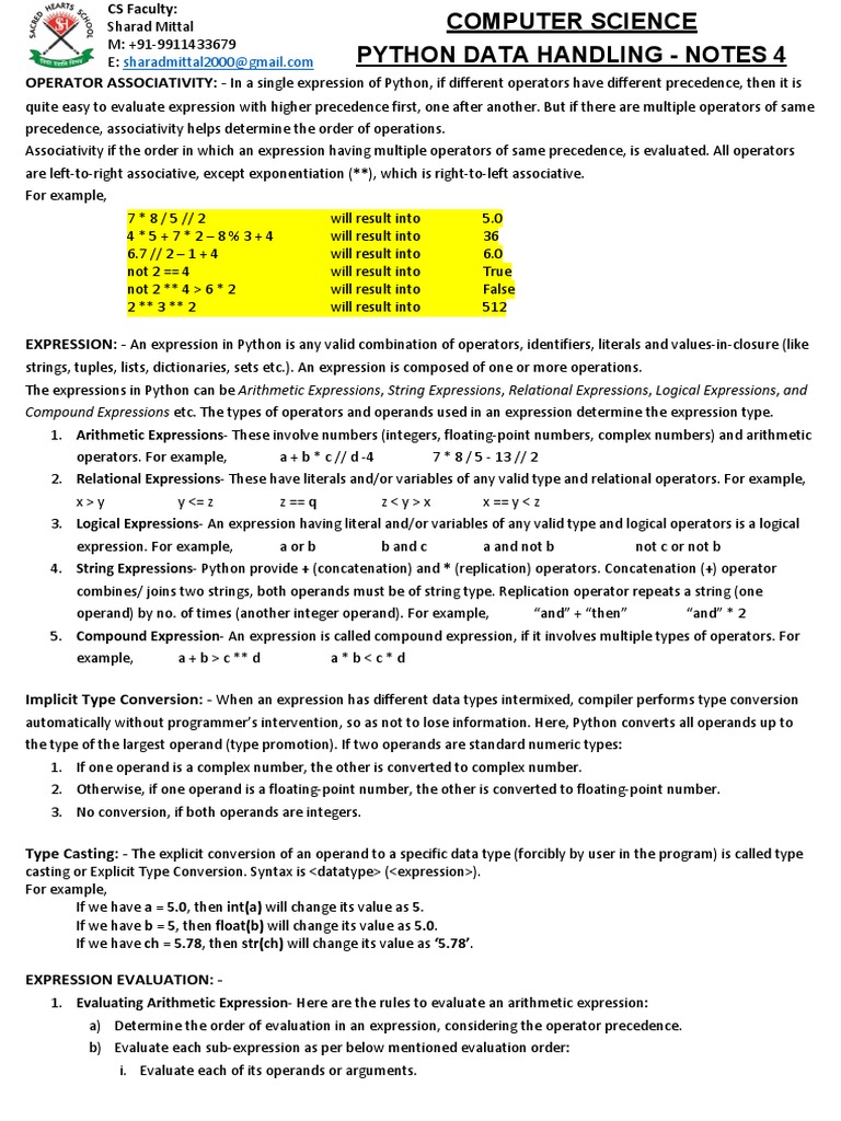 Python Data Handling Notes 4 | PDF