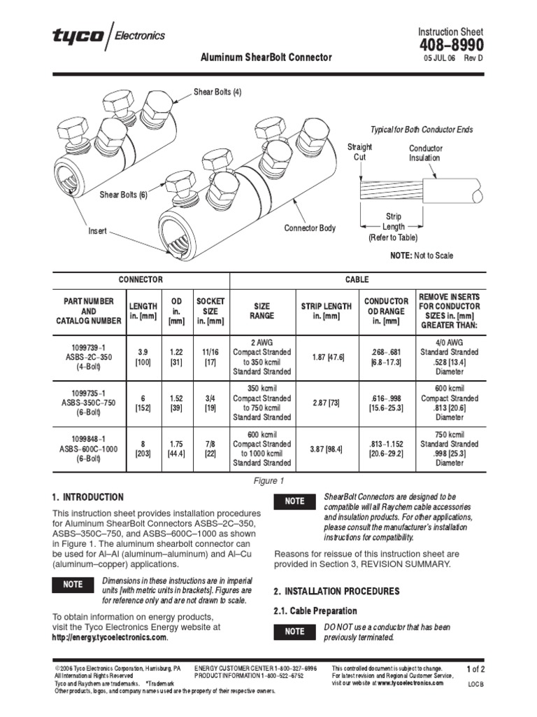 Installation Instructions for Aluminum ShearBolt Connectors | PDF ...