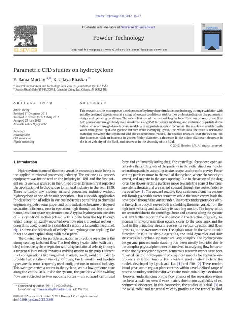 Parametric CFD Studies On Hydrocyclone | PDF