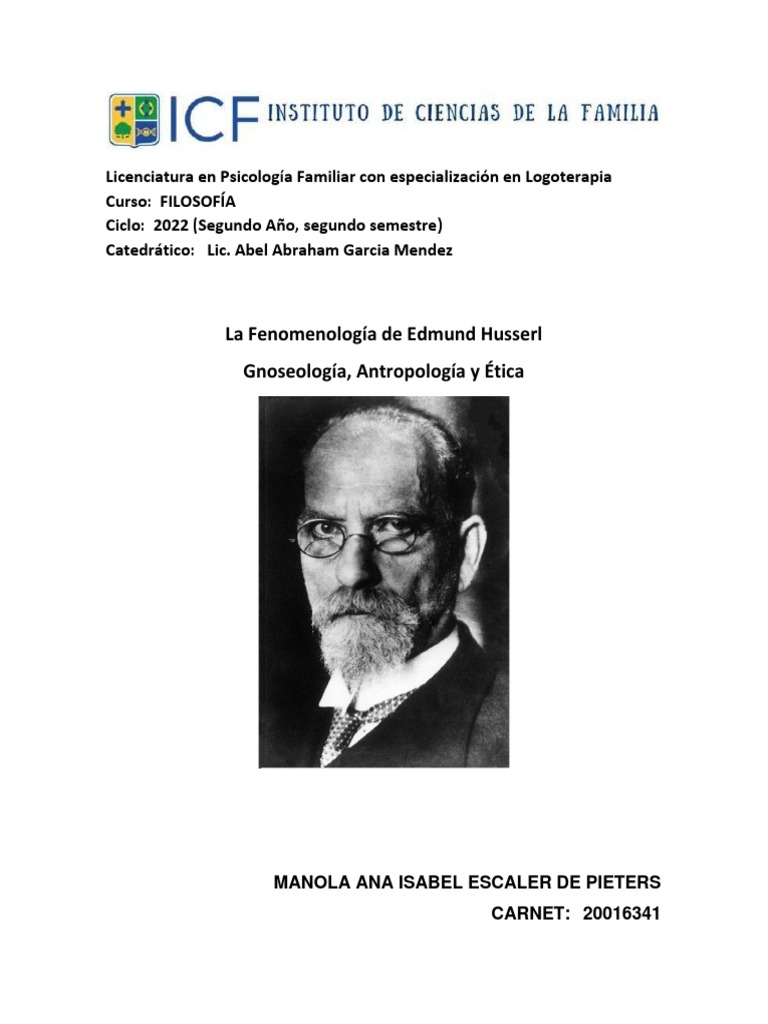 Fenomenología según Edmund Husserl | PDF