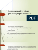 La Primera Entrevista en Psicoterapia Psicoanalítica