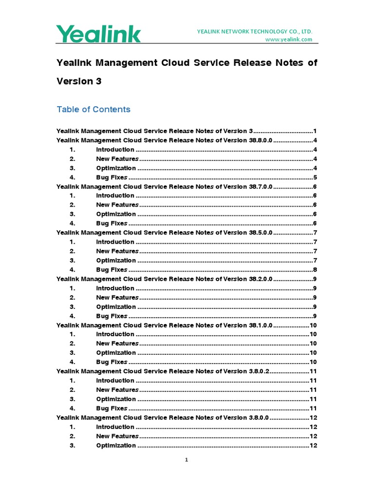 Yealink Management Cloud Service Release Notes of Version 3 | PDF ...