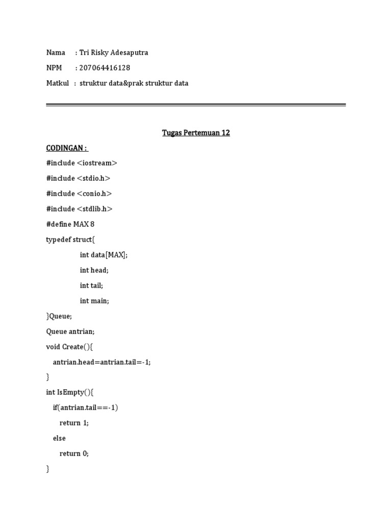 Implementasi Queue dengan C++ | PDF