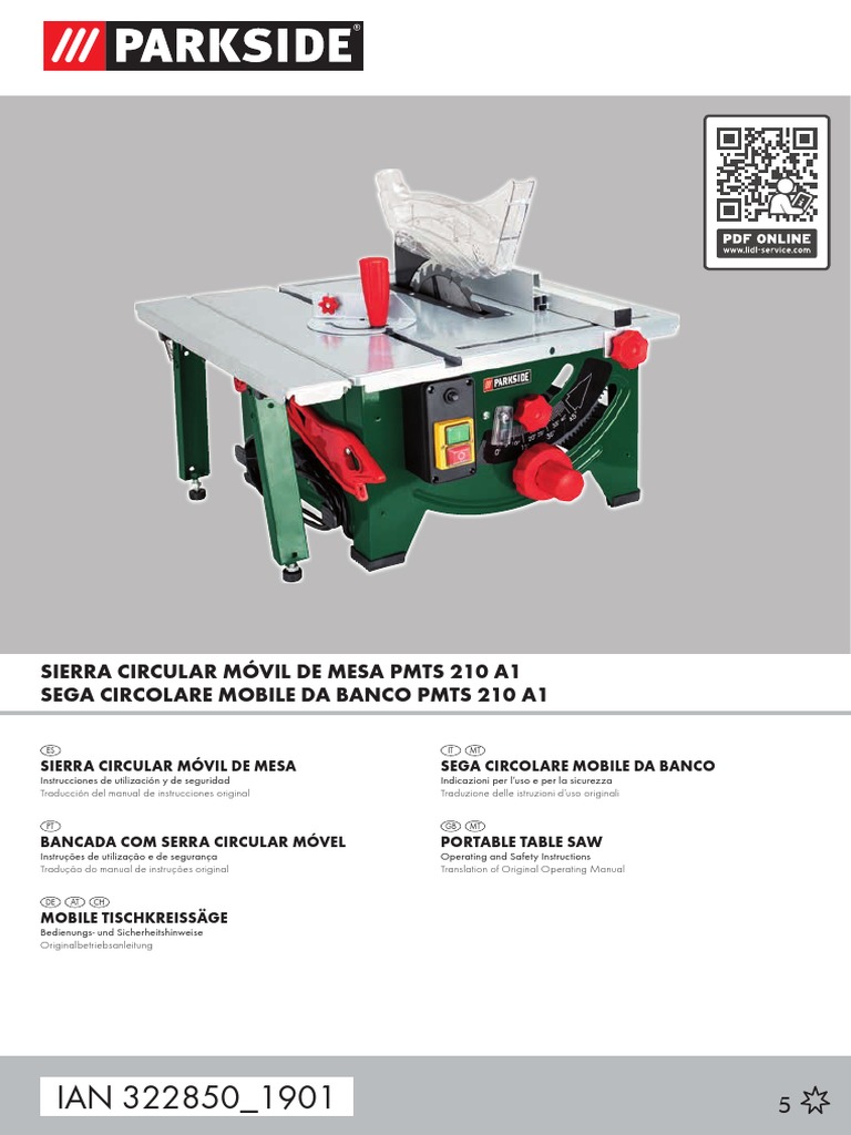 Manuale Uso Banco Sega Parkside | PDF