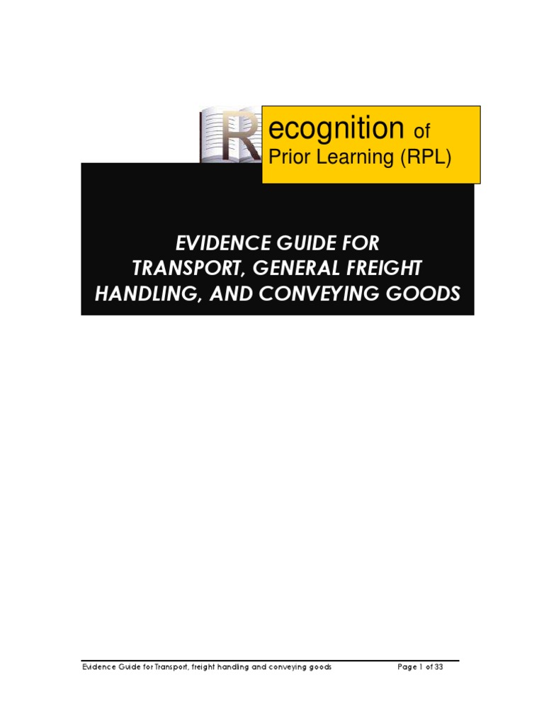 RPL Evidence Guide for Freight Handling | PDF | Transport | Road