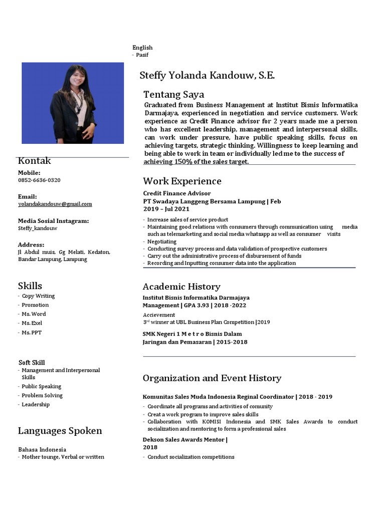 CV Indo | PDF | Sales | Communication