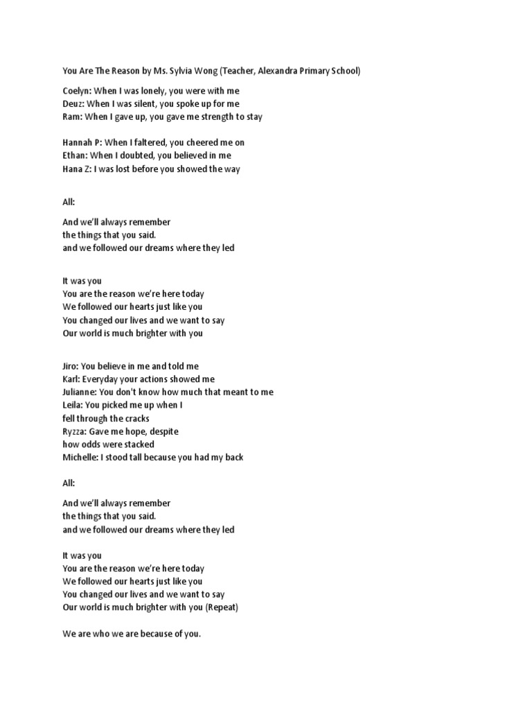 You are the reason by ms sylvia wong pdf