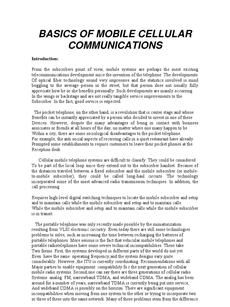 Mobile Commn Basics | PDF | Home & Garden | Computers