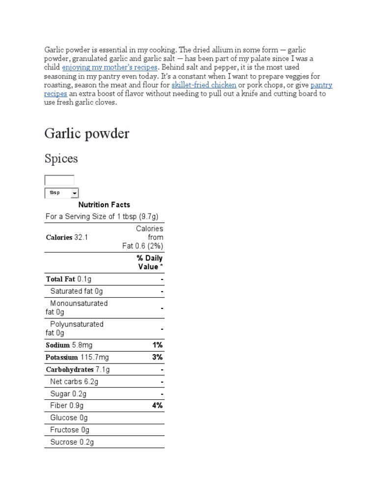 Garlic Powder Is Essential in My Cooking | PDF