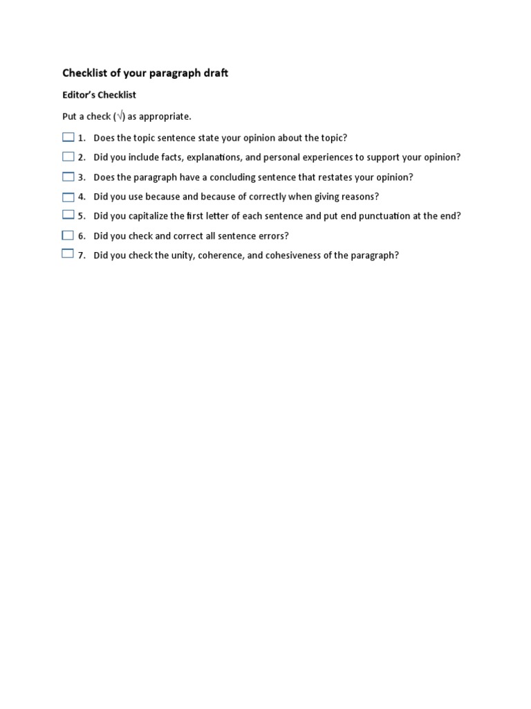 Editing Checklist | PDF