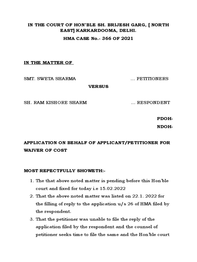 Sample of Cost Waiver PDF