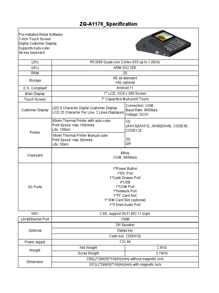 Newland SP880 Specifications Overview | PDF | Wi Fi | Ieee 802.11