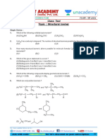 Class Test - Structural Isomers