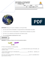 Avaliação de Ciências do 3o Ano sobre a Terra e o Solo