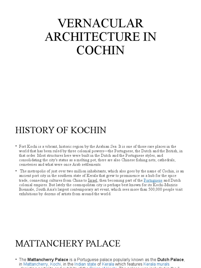 Vernacular Architecture in Cochin | PDF | Travel