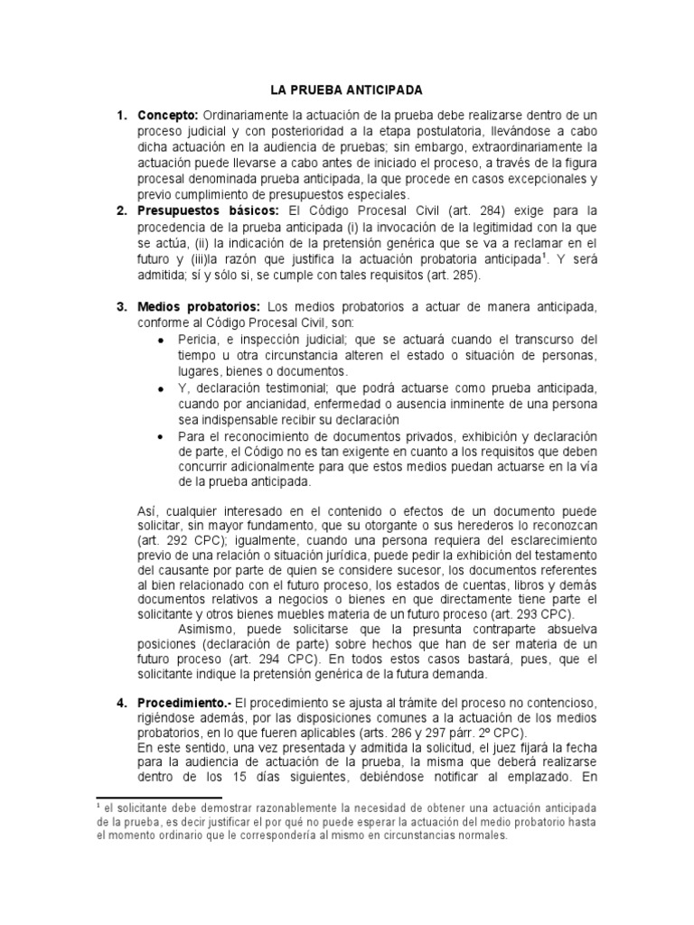 La Prueba Anticipada | PDF | Ley procesal | Demanda judicial